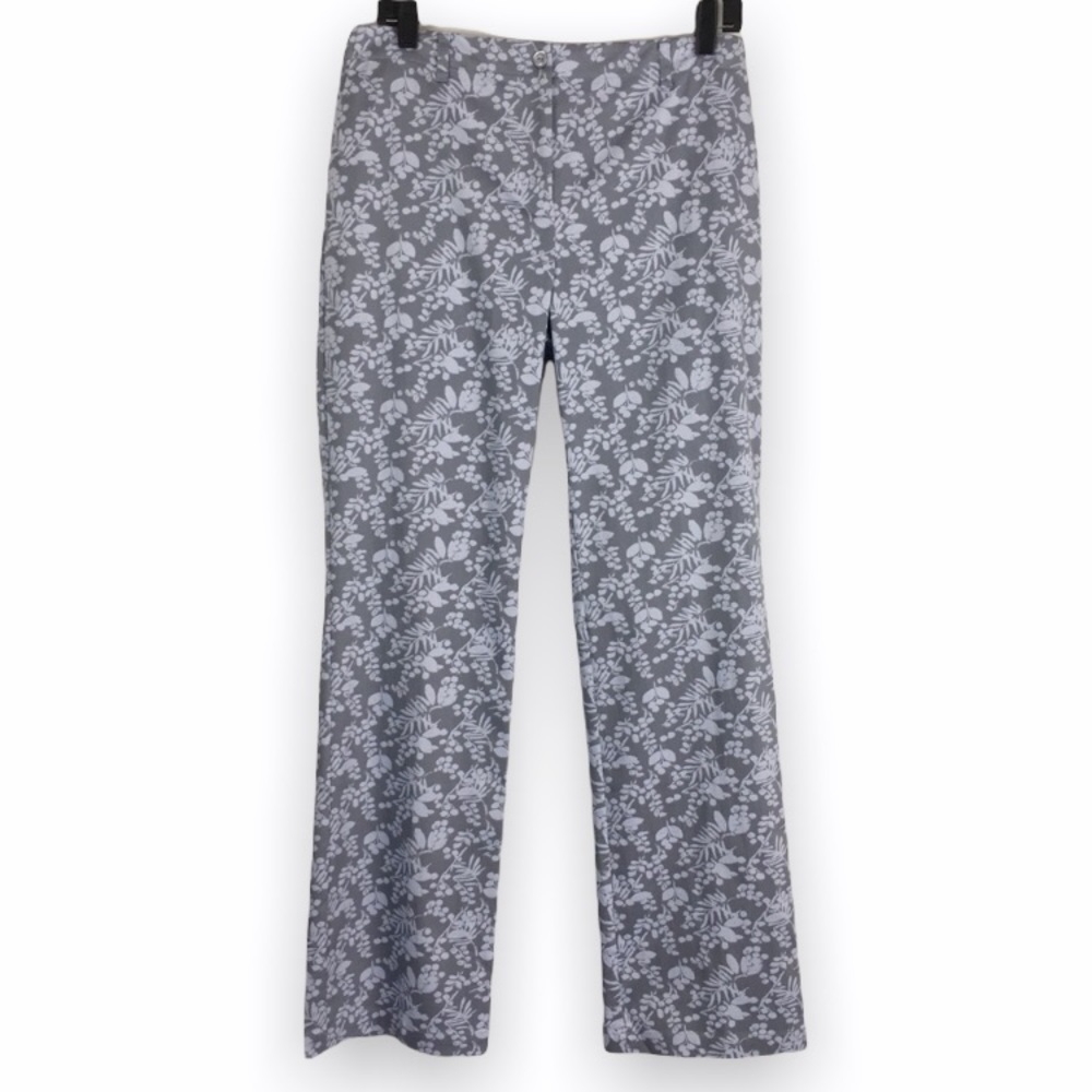 NWT Sigrid Olsen Sport Womens Size 8 Botanical Floral Print Gray Pants Pockets